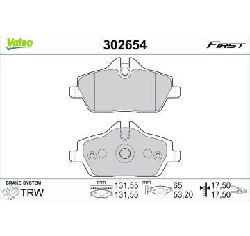 Sada brzdových destiček, kotoučová brzda VALEO 302654