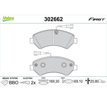 Sada brzdových destiček, kotoučová brzda VALEO 302662