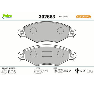 Sada brzdových destiček, kotoučová brzda VALEO 302663