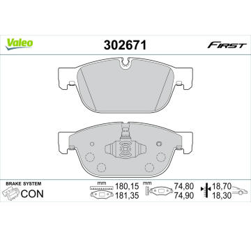 Sada brzdových destiček, kotoučová brzda VALEO 302671