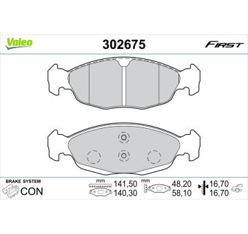 Sada brzdových destiček, kotoučová brzda VALEO 302675