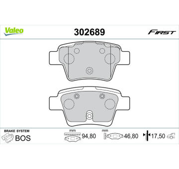 Sada brzdových destiček, kotoučová brzda VALEO 302689