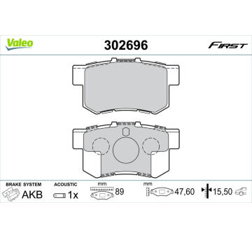 Sada brzdových destiček, kotoučová brzda VALEO 302696