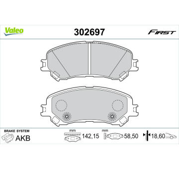 Sada brzdových destiček, kotoučová brzda VALEO 302697