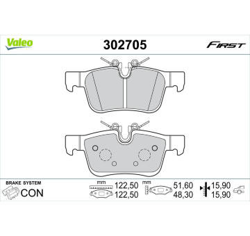 Sada brzdových destiček, kotoučová brzda VALEO 302705