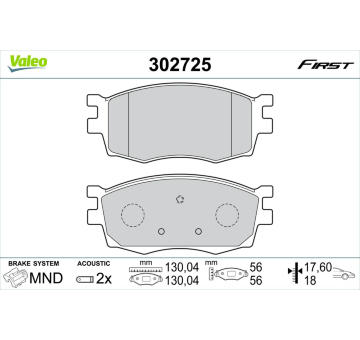 Sada brzdových destiček, kotoučová brzda VALEO 302725