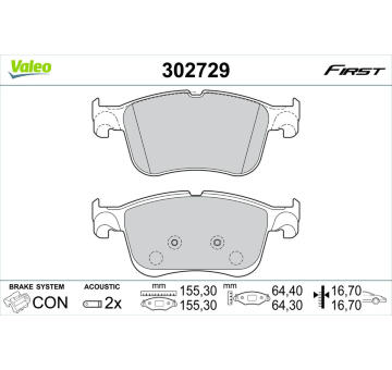 Sada brzdových destiček, kotoučová brzda VALEO 302729