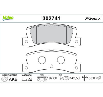 Sada brzdových destiček, kotoučová brzda VALEO 302741