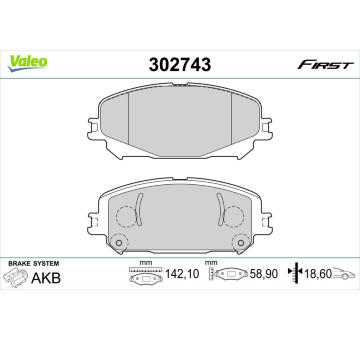 Sada brzdových destiček, kotoučová brzda VALEO 302743