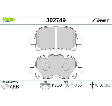 Sada brzdových destiček, kotoučová brzda VALEO 302749