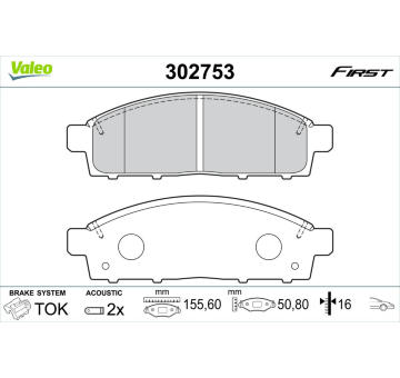 Sada brzdových destiček, kotoučová brzda VALEO 302753