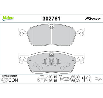 Sada brzdových destiček, kotoučová brzda VALEO 302761