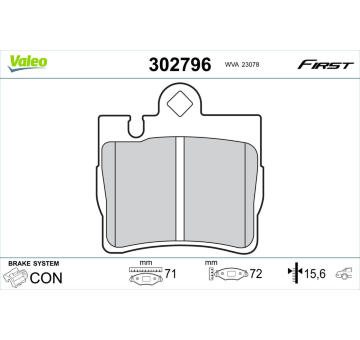 Sada brzdových destiček, kotoučová brzda VALEO 302796