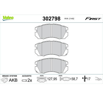 Sada brzdových destiček, kotoučová brzda VALEO 302798