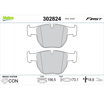 Sada brzdových destiček, kotoučová brzda VALEO 302824