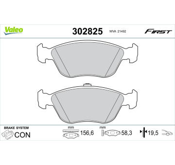 Sada brzdových destiček, kotoučová brzda VALEO 302825