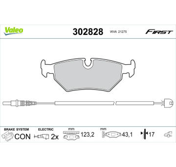 Sada brzdových destiček, kotoučová brzda VALEO 302828
