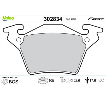 Sada brzdových destiček, kotoučová brzda VALEO 302834