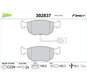 Sada brzdových destiček, kotoučová brzda VALEO 302837