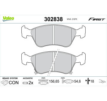 Sada brzdových destiček, kotoučová brzda VALEO 302838