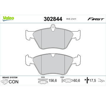 Sada brzdových destiček, kotoučová brzda VALEO 302844