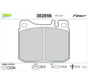 Sada brzdových destiček, kotoučová brzda VALEO 302856