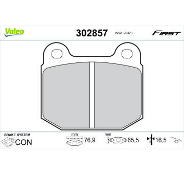Sada brzdových destiček, kotoučová brzda VALEO 302857