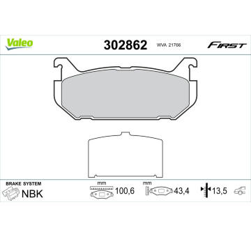 Sada brzdových destiček, kotoučová brzda VALEO 302862