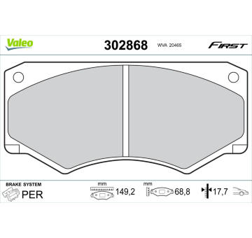 Sada brzdových destiček, kotoučová brzda VALEO 302868