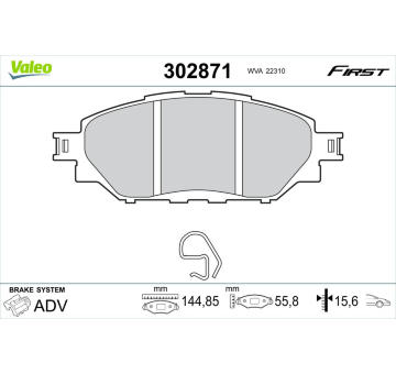 Sada brzdových destiček, kotoučová brzda VALEO 302871