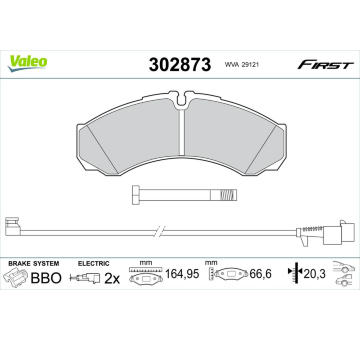 Sada brzdových destiček, kotoučová brzda VALEO 302873