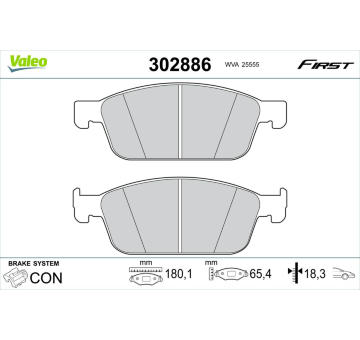 Sada brzdových destiček, kotoučová brzda VALEO 302886