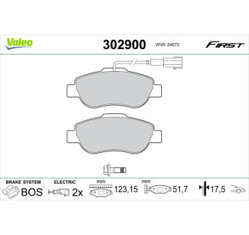 Sada brzdových destiček, kotoučová brzda VALEO 302900