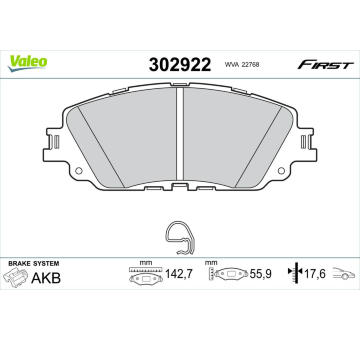 Sada brzdových destiček, kotoučová brzda VALEO 302922