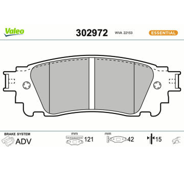 Sada brzdových destiček, kotoučová brzda VALEO 302972