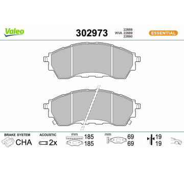 Sada brzdových destiček, kotoučová brzda VALEO 302973