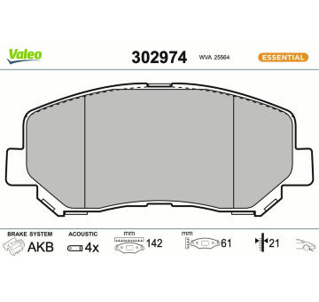 Sada brzdových destiček, kotoučová brzda VALEO 302974