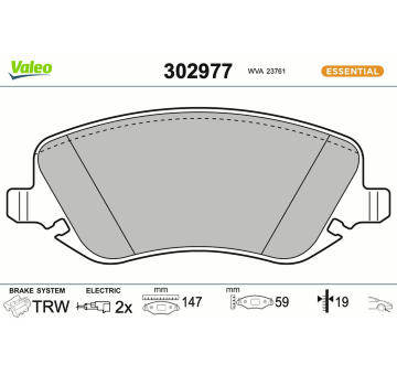 Sada brzdových destiček, kotoučová brzda VALEO 302977