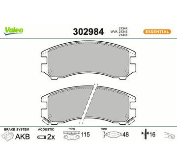 Sada brzdových destiček, kotoučová brzda VALEO 302984