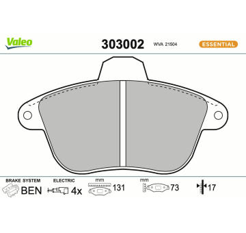Sada brzdových destiček, kotoučová brzda VALEO 303002