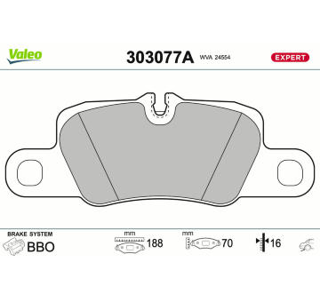 Sada brzdových destiček, kotoučová brzda VALEO 303077A