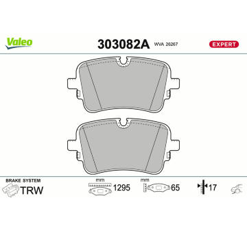 Sada brzdových destiček, kotoučová brzda VALEO 303082A