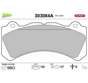 Sada brzdových destiček, kotoučová brzda VALEO 303084A