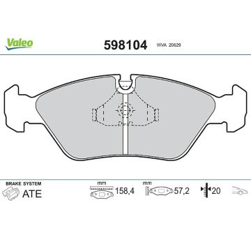 Sada brzdových destiček, kotoučová brzda VALEO 598104