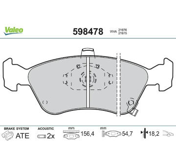 Sada brzdových destiček, kotoučová brzda VALEO 598478