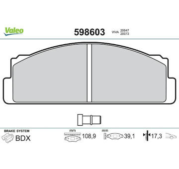Sada brzdových destiček, kotoučová brzda VALEO 598603
