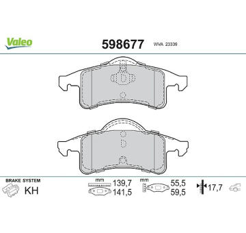 Sada brzdových destiček, kotoučová brzda VALEO 598677