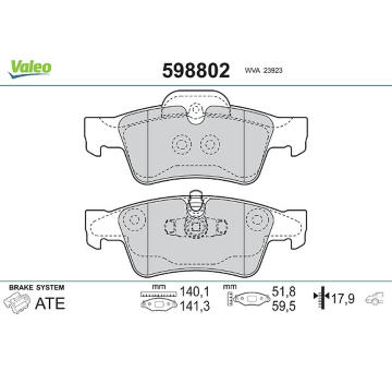 Sada brzdových platničiek kotúčovej brzdy VALEO 598802