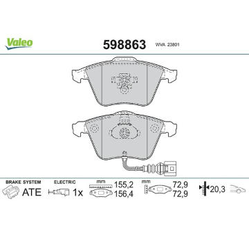 Sada brzdových platničiek kotúčovej brzdy VALEO 598863
