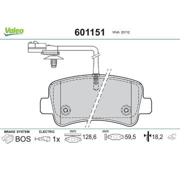 Sada brzdových platničiek kotúčovej brzdy VALEO 601151